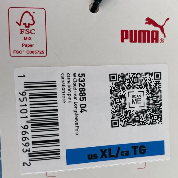 Puma W Cloudspun Activewear Long Slv Polo Top Carnation Pink & Navy Sz XL NWT - Picture 11 of 12